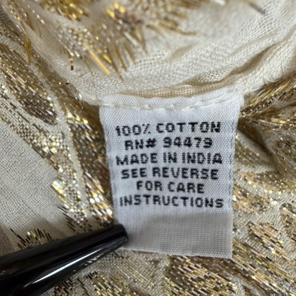 ME 2 Magic Maxi Dress Size L Fairy Boho Crochet Gold Cottage Festival Tiered - Picture 12 of 14